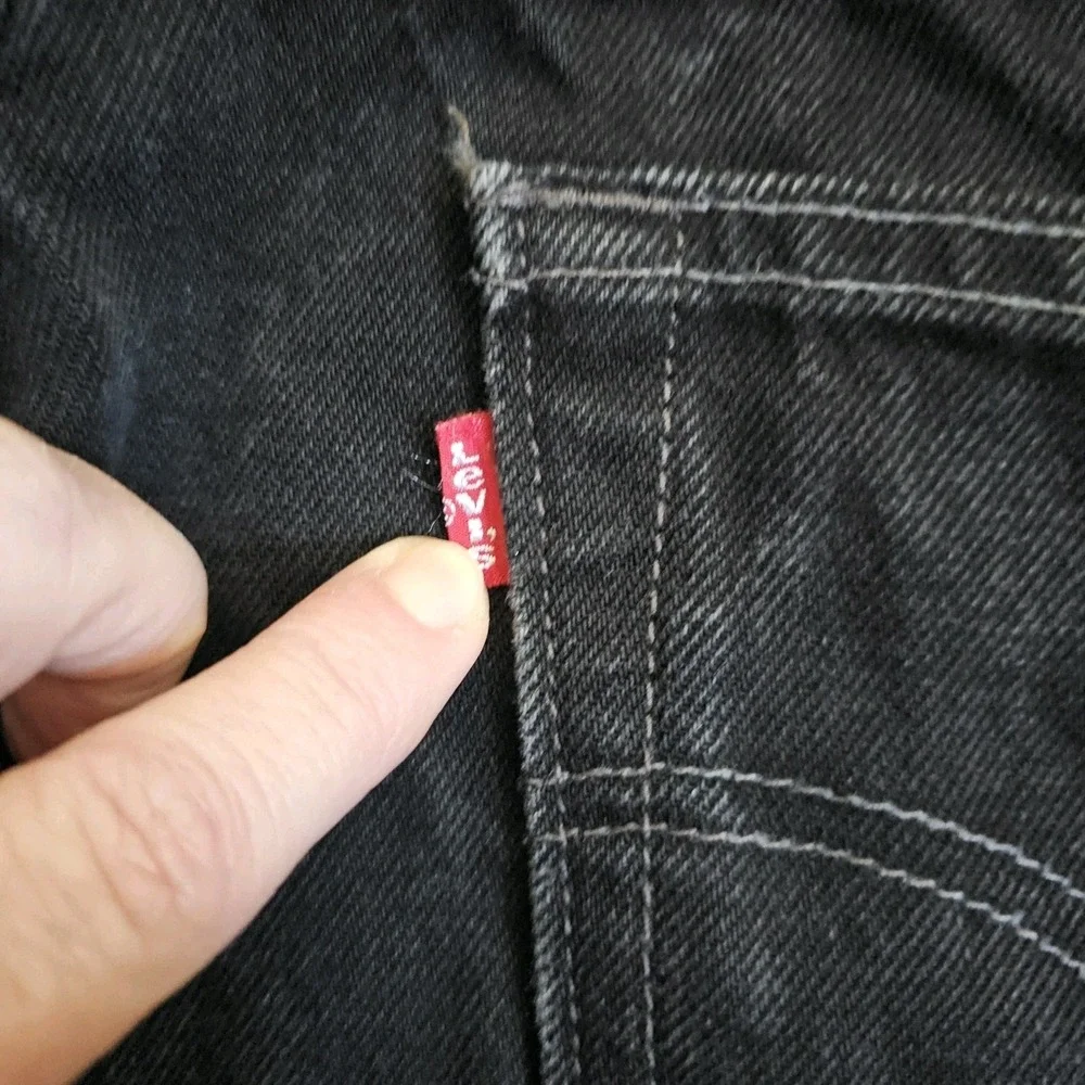VTG Levis 501 Jeans Mens 34×32(32×32) Black Straight Button Fly Whiskers Y2K
